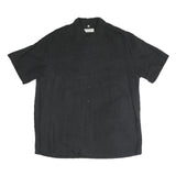 CANDA Mens Black Polyester Blend Casual Shirt L Button Front Relaxed Fit