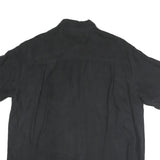 CANDA Mens Black Polyester Blend Casual Shirt L Button Front Relaxed Fit