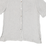 BIBA Womens Grey White Shirt M Polyester Blend Button Pocket Casual Summer