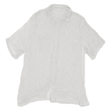 BIBA Womens Grey White Shirt M Polyester Blend Button Pocket Casual Summer