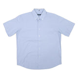NAUTICA Mens Blue Cotton Blend Short Sleeve Shirt L Button Down Casual
