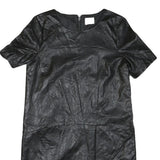 ERINLY Womens Black Dress Polyester Blend Mini Short Sleeve Zip Closure Casual