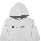 CHAMPION Boys Grey Hoodie L Cotton Blend Pullover Logo Sweatshirt