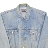 WRANGLER Mens Blue Denim Jacket L Cotton Button Front Classic Fit Vintage Retro