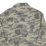ZARA Womens Green Camouflage Cotton Button Jacket S Distressed Denim Casual