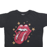 THE ROLLING STONES Mens Black Band T-Shirt M Short Sleeve Crew Neck Iconic Logo