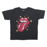 THE ROLLING STONES Mens Black Band T-Shirt M Short Sleeve Crew Neck Iconic Logo