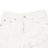 LEVI'S Womens White Denim Distressed Shorts S W24 Casual Summer Fashion