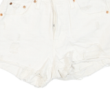 LEVI'S Womens White Denim Distressed Shorts S W24 Casual Summer Fashion