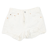 LEVI'S Womens White Denim Distressed Shorts S W24 Casual Summer Fashion