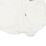 LEVI'S Womens White Denim Distressed Shorts S W24 Casual Summer Fashion