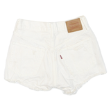 LEVI'S Womens White Denim Distressed Shorts S W24 Casual Summer Fashion