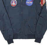 ALPHA INDUSTRIES Mens Navy Blue Bomber S Polyester Blend Plain NASA Space Flight