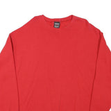 SPORT ONE Mens Red Crew Neck Sweatshirt L Cotton Blend Casual Pullover