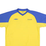 UMBRO Mens Yellow & Blue Sports T-Shirt XL Short Sleeve V-Neck Performance