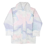 Mens Blue Pink White Abstract Pattern Jacket L Polyester Blend Button Closure
