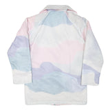Mens Blue Pink White Abstract Pattern Jacket L Polyester Blend Button Closure