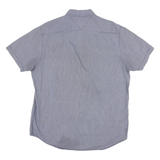 TOMMY HILFIGER Mens Blue Shirt L Cotton Blend Button-Down Collar Short Sleeve