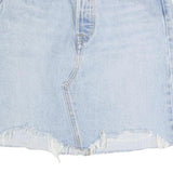 LEVI'S Womens Blue Denim Skater Short Cotton Blend XS Distressed Raw Hem Mini