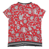 LAUREN RALPH LAUREN Womens Red & White Printed Short Sleeve Round Neck Top 2XL