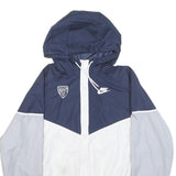NIKE Womens Navy Blue & White Colourblock Hooded Jacket XL Polyester Zip