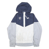 NIKE Womens Navy Blue & White Colourblock Hooded Jacket XL Polyester Zip