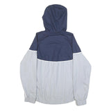 NIKE Womens Navy Blue & White Colourblock Hooded Jacket XL Polyester Zip