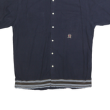 TOMMY HILFIGER Mens Navy Shirt M Embroidered Crest Cotton Button Front