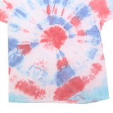 FRUIT OF THE LOOM Mens Blue & Red Tie Dye T-Shirt L Short Sleeve Crew Neck