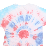 FRUIT OF THE LOOM Mens Blue & Red Tie Dye T-Shirt L Short Sleeve Crew Neck