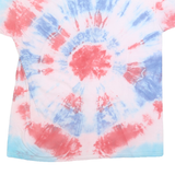 FRUIT OF THE LOOM Mens Blue & Red Tie Dye T-Shirt L Short Sleeve Crew Neck