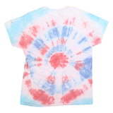 FRUIT OF THE LOOM Mens Blue & Red Tie Dye T-Shirt L Short Sleeve Crew Neck