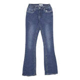 BAMBOO JEANS Womens Regular Fit Flared Denim Medium Blue W24 L32 Embellished