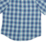 CHAPS Mens Blue & Green Check Shirt XL Button Down Cotton Blend Casual Short