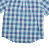 CHAPS Mens Blue & Green Check Shirt XL Button Down Cotton Blend Casual Short