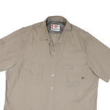 DICKIES Mens Beige Cotton Blend Work Shirt 2XL Button Pocket Short Sleeve