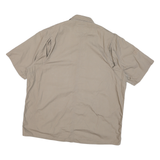 DICKIES Mens Beige Cotton Blend Work Shirt 2XL Button Pocket Short Sleeve