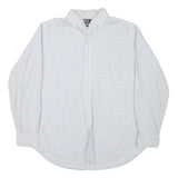 POLO RALPH LAUREN Mens White Blue Check Long Sleeve Shirt XL Classic Fit Cotton