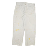 CARHARTT Mens Cotton Blend Cream Relaxed Straight Trousers W32 L27 Workwear