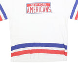 LNH Mens White Red & Blue New York Americans Graphic T-Shirt L Short Sleeve Crew