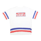 LNH Mens White Red & Blue New York Americans Graphic T-Shirt L Short Sleeve Crew