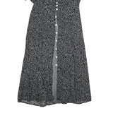 JBS Womens Black Dress Polyester Blend Button Midi L Leaf Pattern