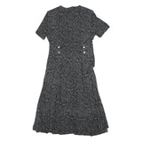 JBS Womens Black Dress Polyester Blend Button Midi L Leaf Pattern