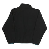 Mens Black Polyester Zip Up Jacket L Plain Casual Outdoor Warm Layer
