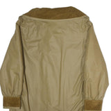 Womens Beige Cotton Blend Coat M Plain Zip Closure Long Sleeve Relaxed Fit