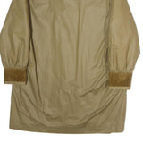 Womens Beige Cotton Blend Coat M Plain Zip Closure Long Sleeve Relaxed Fit