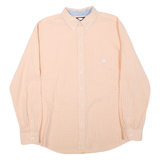 CHAPS Mens Orange & White Check Shirt 2XL Cotton Blend Button Down Long Sleeve