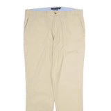 TOMMY HILFIGER Mens Cotton Beige Regular Straight Trousers W34 L33 Classic Zip