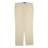 TOMMY HILFIGER Mens Cotton Beige Regular Straight Trousers W34 L33 Classic Zip
