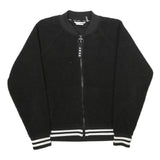 DKNY Womens Black Sport Jacket S Polyester Zip Bomber Casual Striped Trim
